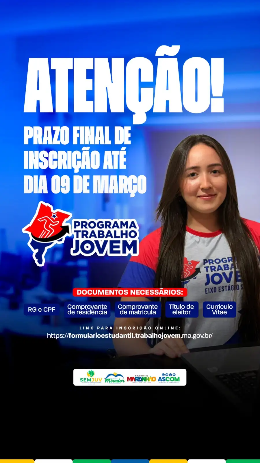 PRAZO FINAL PARA INSCRIÇÕES